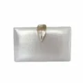Elegant shimmering silver glitter evening clutch bag featuring a metallic leaf clasp - 818 Silver / Silver