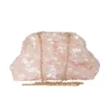 Pink Sequin Clutch Bag with Gold Chain Dumpling Pouch Evening Party Wedding Handbag - Champagne