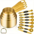 Gold Stainless Steel Measuring Cups and Spoons Set Baking Kitchen Tools with Leveler - Gold 12pcs Set