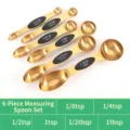 Goldenes 6-teiliges magnetisches Messlöffel-Set aus Edelstahl mit doppelten Enden - Schwarz 6-teiliges Set Im Beutel