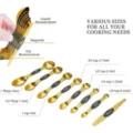 Stainless steel magnetic measuring spoons set, double-sided gold baking spoons with leveler. - Gold Double-Ended Measuring Spoons, 8-Piece Set