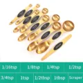 9-teiliges goldenes magnetisches Messlöffel-Set aus Edelstahl inkl. Nivellierer - Schwarz 9-teiliges Set Im Beutel