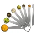Set di 7 cucchiai dosatori professionali in acciaio inox con scale graduate incise - Set da 8 Cucchiai Misuratori