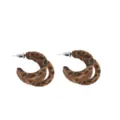 Elegant leopard print flocked C-shaped hoop earrings for autumn and winter outfits - C-Shaped Flocked Earrings (E0094) / Leopard Print