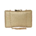 Elegant gold rhinestone evening clutch bag with bow clasp and chain strap - 19cmx5.5cmx12cm / Gold
