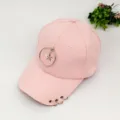 Casquette de baseball rose avec anneau en métal et pendentif étoile style punk réglable - Réglable / Anneau et étoile rose