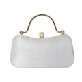 Sparkling silver glitter evening clutch with elegant rhinestone handle for women - Length 20cm* width 6cm* height 10.5cm / Silver