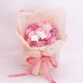Handmade rose soap flower bouquet with carnations, perfect gift for Valentine and teachers. - Pink Rose Ribbon Gift Bag