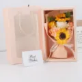 Set regalo di fiori di sapone con girasoli e rose in una scatola rosa premium con carta - Carta Da Parati Color Champagne Girasole