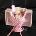 Pink soap rose flower bouquet with matching gift box for a special Valentine's Day gift - Sakura Pink Rose Dried Flower Set / Pink
