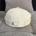 Beige cotton dockermaker hat for men and women, spring summer retro hip-hop beanie cap. - Adjustable / Sewn Label Style / Beige