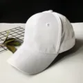 High-quality classic white cotton baseball cap featuring detailed stitching and fabric texture - Adult Adjustable 55-59cm / White