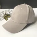 Close-up of a plain khaki cotton baseball cap showing side profile and visor detail - Adult Adjustable 55-59cm / Gray