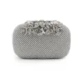 Elegant silver evening clutch bag with sparkling leaf and flower rhinestone crystals - 16x5x10cm / Silver