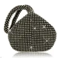 Elegant black rhinestone-encrusted evening clutch bag for women formal party events - 17x5x12cm / Black