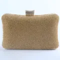 Gold rhinestone evening clutch bag sparkling crystal wedding party purse for women elegance. - Gold