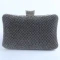Elegant black rhinestone evening clutch bag with sparkling crystal details for formal events - Black
