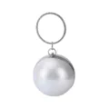 Elegant silver spherical evening clutch bag with sparkling rhinestone ring handle accessory - 12cm / Silver