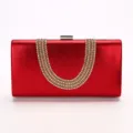 Red rhinestone evening clutch bag for women, glamorous sparkle party wedding bridal purse. - Red
