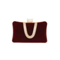Borsa da sera a pochette in velluto rosso con strass scintillanti ed elegante catena a U per feste. - Borgogna