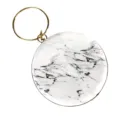 Elegante borsa da sera circolare con motivo marmoreo e manico ad anello dorato per donna - Motivo Marmo a Inchiostro (LS95A) / Bianco