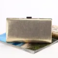 Gold metallic PU leather evening clutch bag for party and formal events - 22cmx5cmx12cm / Gold