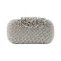 Elegant oversized silver rhinestone evening clutch bag with intricate floral crystal clasp - Silver