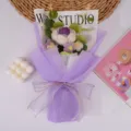 Handmade crochet flower bouquet knitted purple rose gift for teachers day valentine day decor - Purple Large Rose Small Flower / Tote Bag Without Light Card