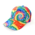 Colorful tie-dye baseball cap detail, featuring spiral print and neat stitching for summer. - Vibrant Street Casual Tie Dye Style (11) / One Size
