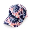 Tie-dye baseball cap detail view, vibrant colorful pattern, casual outdoor sun protection hat. - Fresh Blue Pink Tone Tie Dye Style (12) / One Size