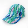 Summer printed baseball cap for men and women, stylish outdoor sun protection duck hat. - Green Blue Interwoven Feather Print Style (13) / One Size