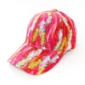 Summer fashion printed baseball cap for men and women outdoor sun protection casual duck tongue hat - Red Base Colorful Feather Pattern Style (17) / One Size