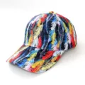 Colorful feather print baseball cap for men and women, stylish sun protection outdoor hat. - Black Base Gorgeous Feather Style (18) / One Size