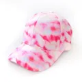Close-up detail of the stylish tie-dye baseball cap showing vibrant pink and white pattern. - Classic Stitched Tie Dye Style (19) / One Size