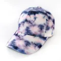 Tie dye baseball cap detail view, colorful printed fabric close up, casual sun hat closeup. - Blue Pink Purple Interwoven Gradient Tie Dye (20) / One Size