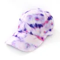 Detailed view of the stylish tie-dye print baseball cap, showcasing unique purple pattern. - Pink Purple Delicate Stitched Style (23) / One Size