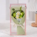 Handmade Crochet Daisy Flower Bouquet Gift Box, Cute Knitted Floral Present for Lovers. - Green Puff Flower