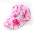 Fashion pink tie dye baseball cap for men and women, casual outdoor sun hat with curved brim. - Pink White Unique Personality Style (25) / One Size