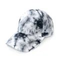Close-up detail of the black and white tie-dye baseball cap with curved brim and fine stitching. - Black White Three-Dimensional Shape Style (26) / One Size