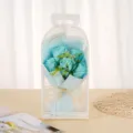 Elegante bouquet di rose di sapone blu in scatola regalo trasparente per San Valentino - 5 Rose / Blu
