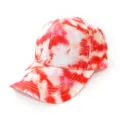 Red white tie dye baseball cap detail, casual outdoor sun visor close up view, summer fashion hat. - Red White Standard Six-Panel Style (29) / One Size