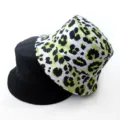 Reversible bucket hat for men and women, stylish neon green leopard print and classic black design. - Adult 55-58cm / Leopard Green