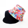 Chapeau bob réversible pour femmes et hommes, imprimé abstrait coloré et bob noir d'été. - Style 13