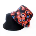 Chapeau bob réversible avec imprimé numérique abstrait et côté noir, protection solaire. - Style 34