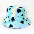 Bunter Herz-Druck Fischerhut Streetwear Hip Hop Stil Sonnenschutz Freizeit Beckenhut Sommer - Erwachsene 55-58cm / Grün