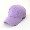 Distressed purple baseball cap detail shot, cotton casual vintage hat for daily wear. - Adult 55-58cm / Purple