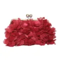 Elegant red floral evening clutch bag with 3D petals and golden clasp for formal parties - Red