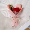 Handmade mini crochet flower bouquet cute knitted tulip gift for teachers day decoration - Red