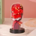 Anjer glazen koepel bloem licht met lichtjes, romantisch cadeau voor leraren en vrienden. - Rood Anjerboeket