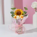 Handcrafted crochet sunflower bouquet potted desktop ornament teacher gift graduation present - Teachers Day Bucket Bouquet / Yellow